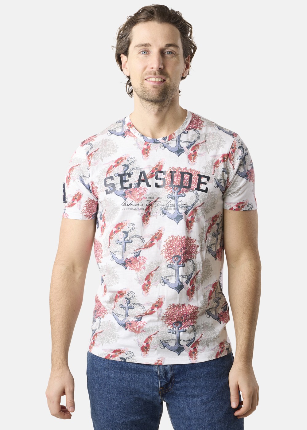 Ocean Tee, White Anchor, S, Strandkläder | Herr - Kläder - Badkläder - Strandkläder | Padelspecialisterna