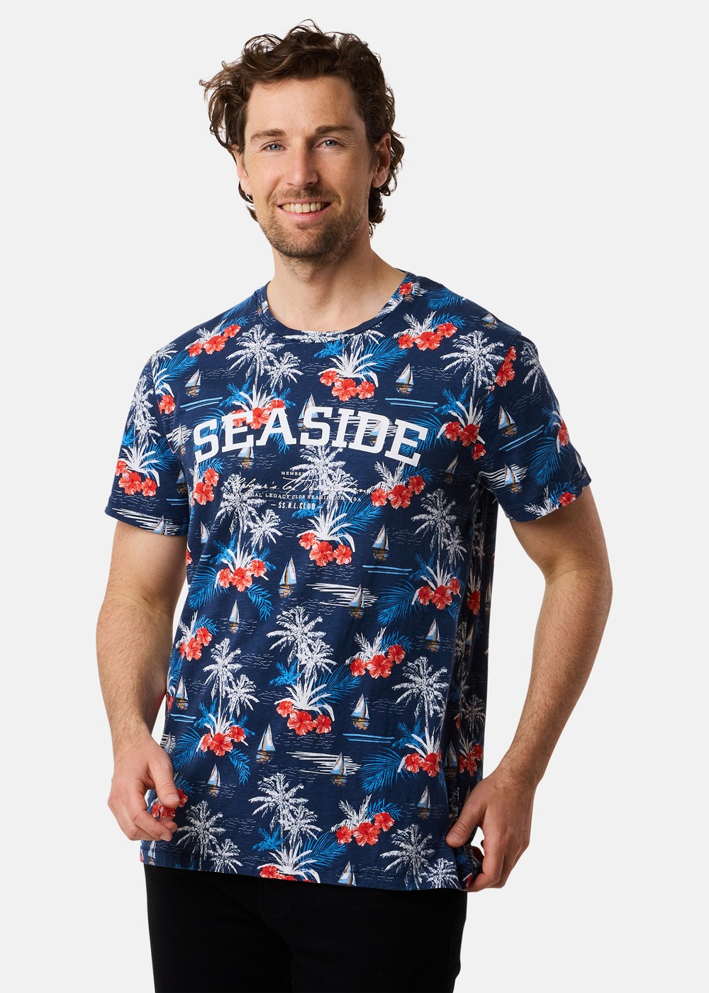 Ocean Tee, Navy Palm Boat, 3xl, Strandkläder | Herr - Kläder - Badkläder - Strandkläder | Padelspecialisterna
