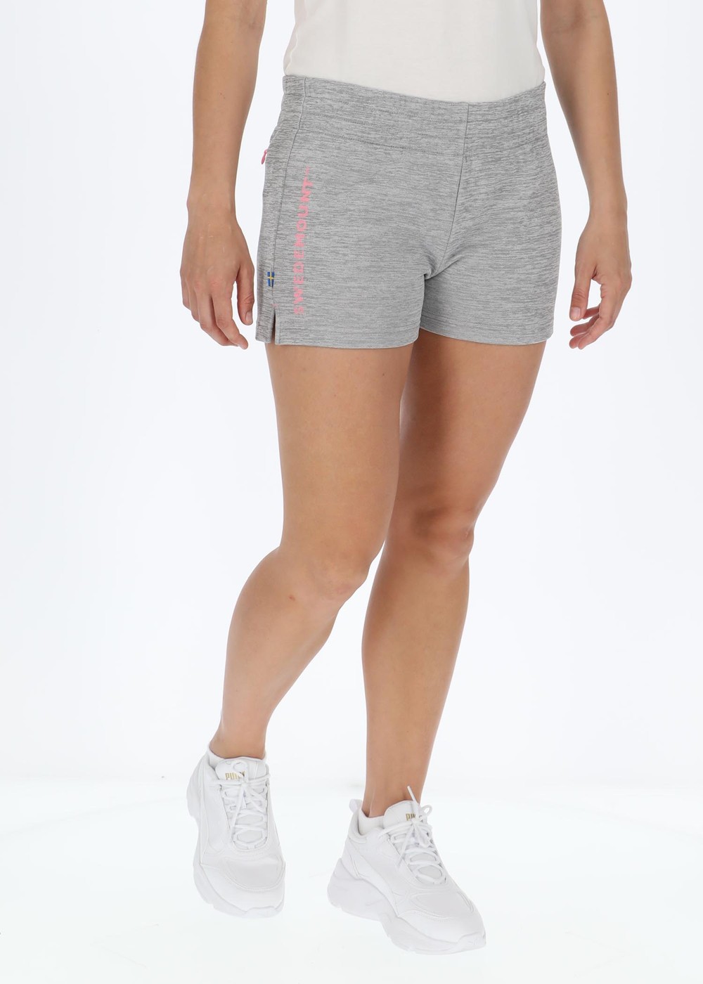 Training Logo Short Shorts W, Lt. Grey Melange/Lt. Pink, 46, Shorts | Dam - Kläder - Shorts | Padelspecialisterna