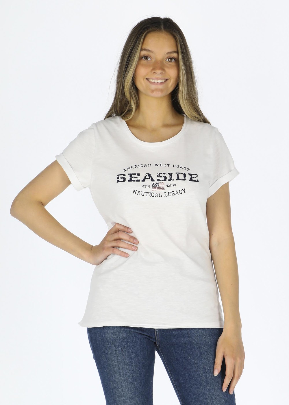 Nautical Tee W, White, 40, Strandkläder | Dam - Kläder - Badkläder - Strandkläder | Padelspecialisterna
