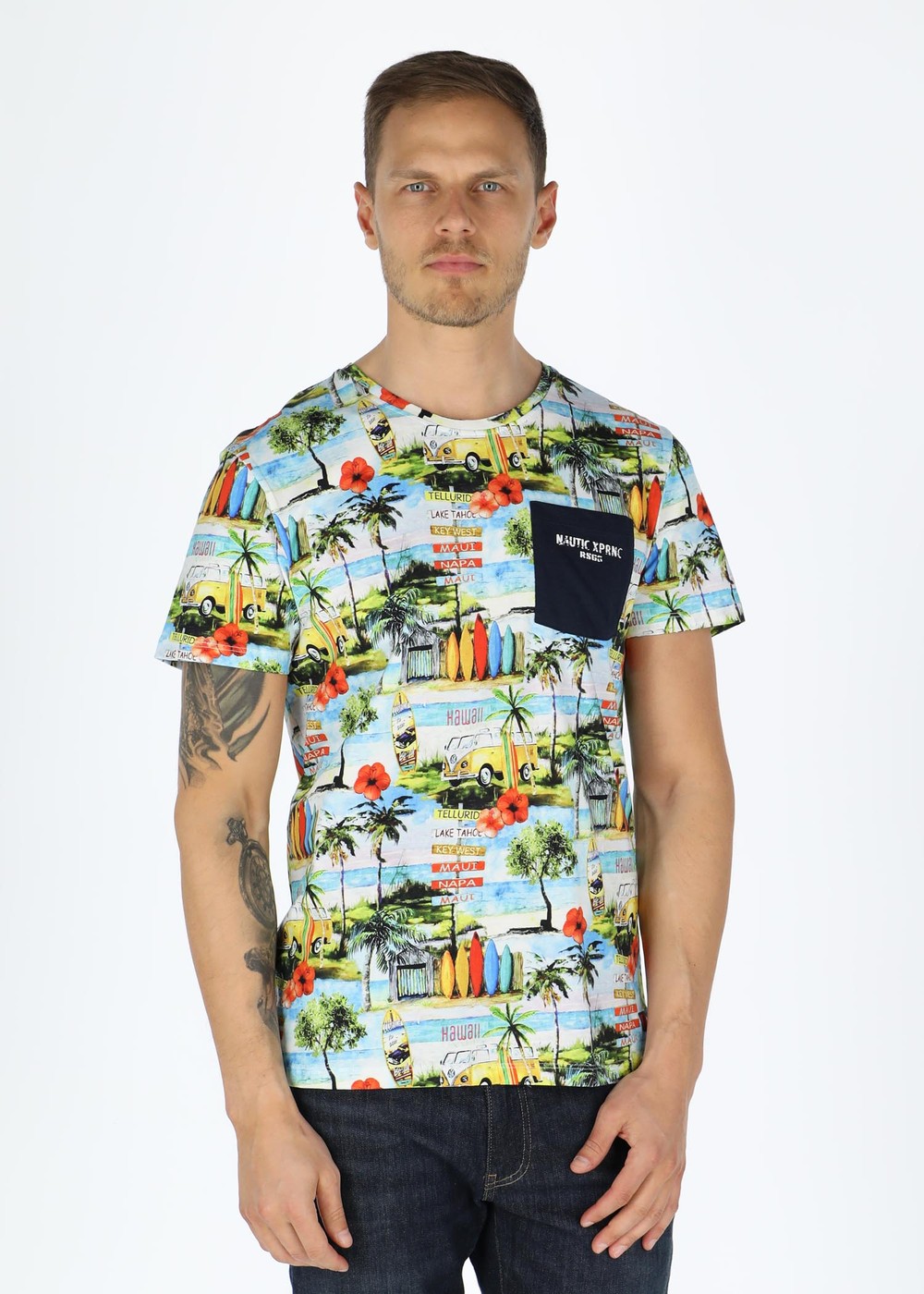 Maui Tee, Blue Aop, M, Strandkläder | Mode - Badkläder - Strandkläder | Padelspecialisterna