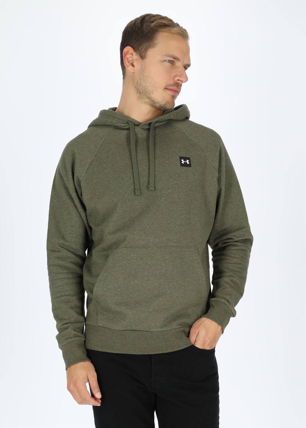 Ua Rival Fleece Hoodie, Marine Od Green Light Heather, S, Hoodies | Herr - Kläder - Tröjor - Hoodies | Padelspecialisterna