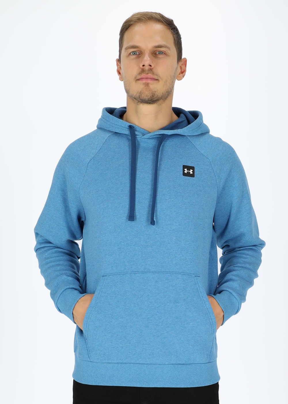 Ua Rival Fleece Hoodie, Petrol Blue Light Heather, L, Hoodies | Herr - Kläder - Tröjor - Hoodies | Padelspecialisterna