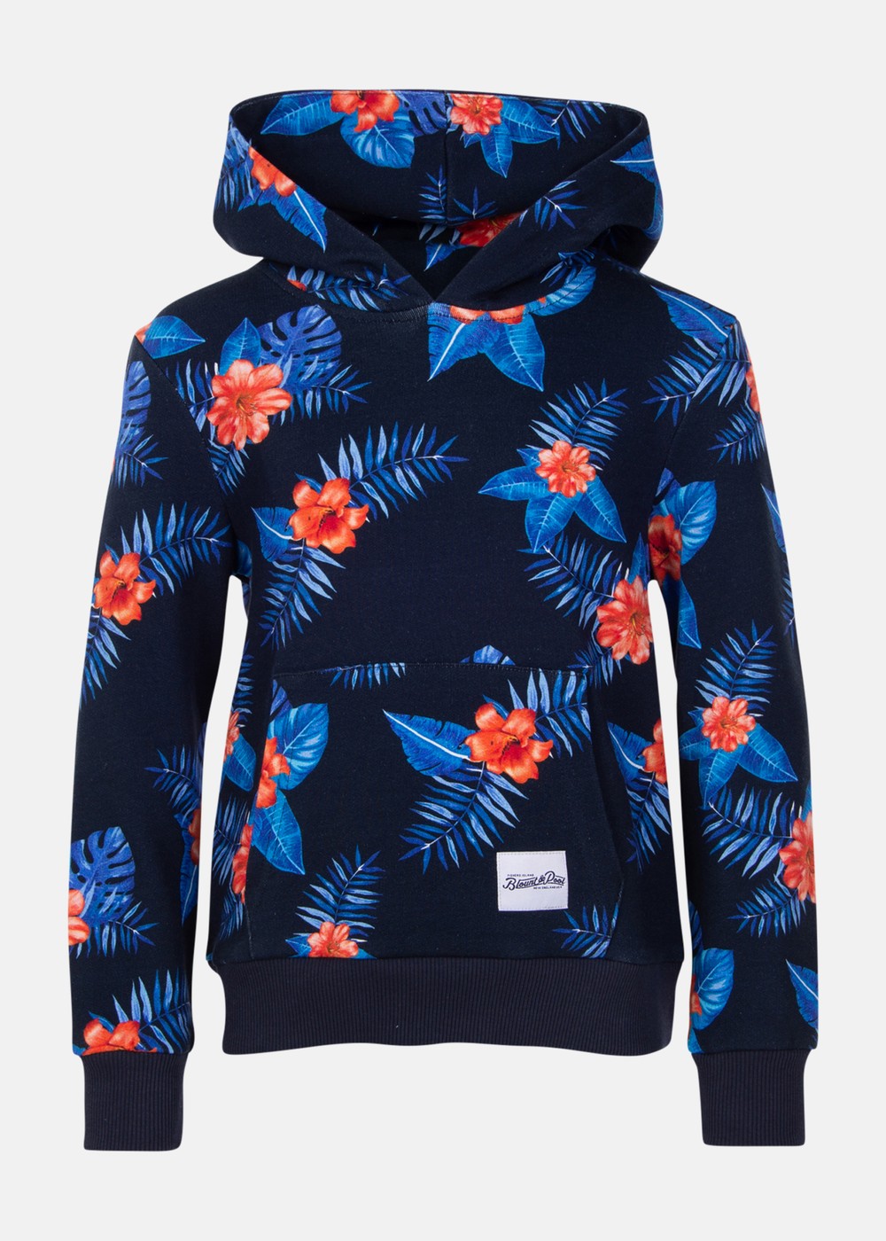 Tropical Hood Jr, Navy Orange Flower, 90, Hoodies | Junior - Kläder - Tröjor - Hoodies | Padelspecialisterna
