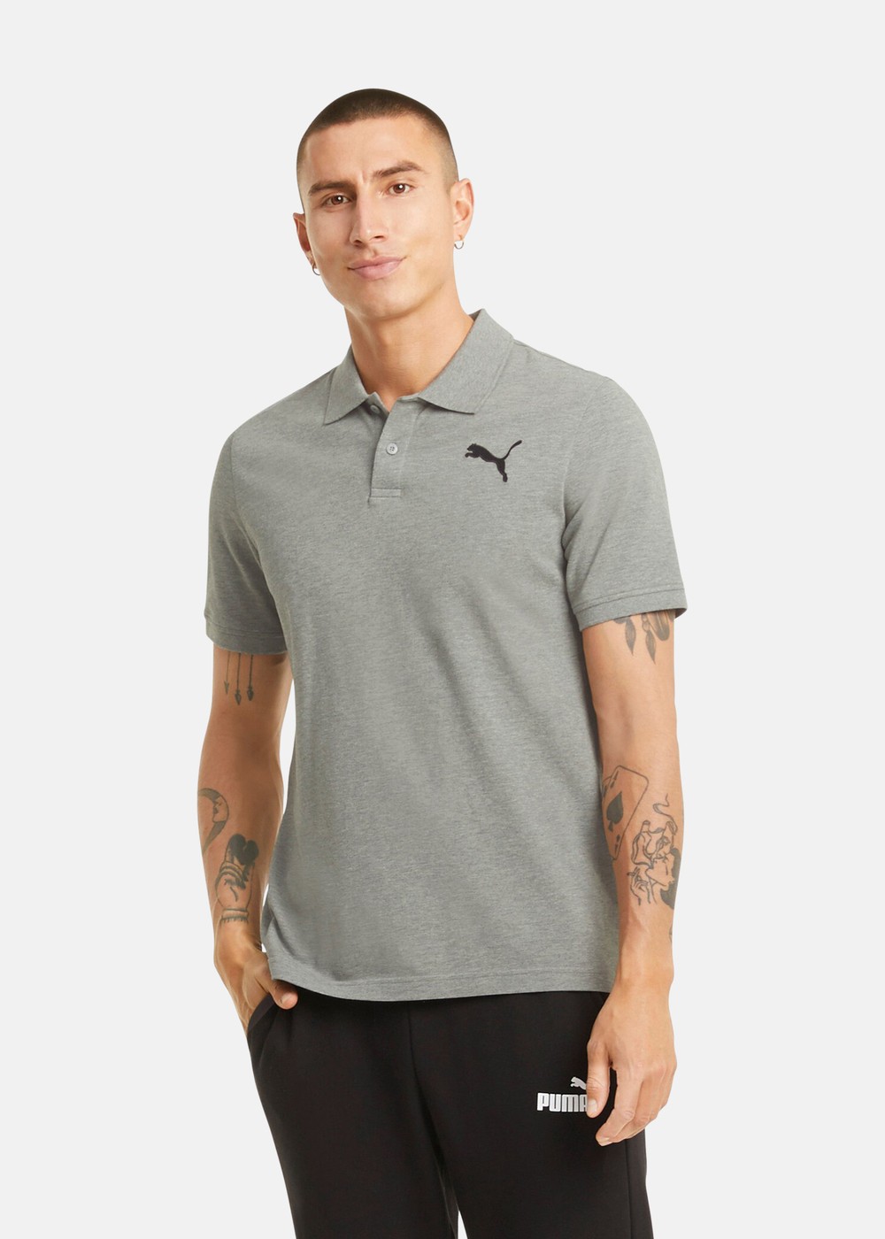 Ess Pique Polo, Medium Gray Heather-Cat, M, Piketröjor | Herr - KlÀder - Piketröjor | Padelspecialisterna