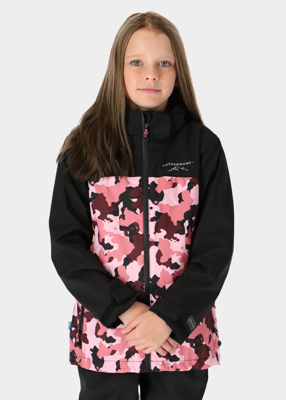 Bodö Rain Jacket Jr, Black/Pink Camouflage, 120, Jackor | Junior - Kläder - Jackor | Padelspecialisterna
