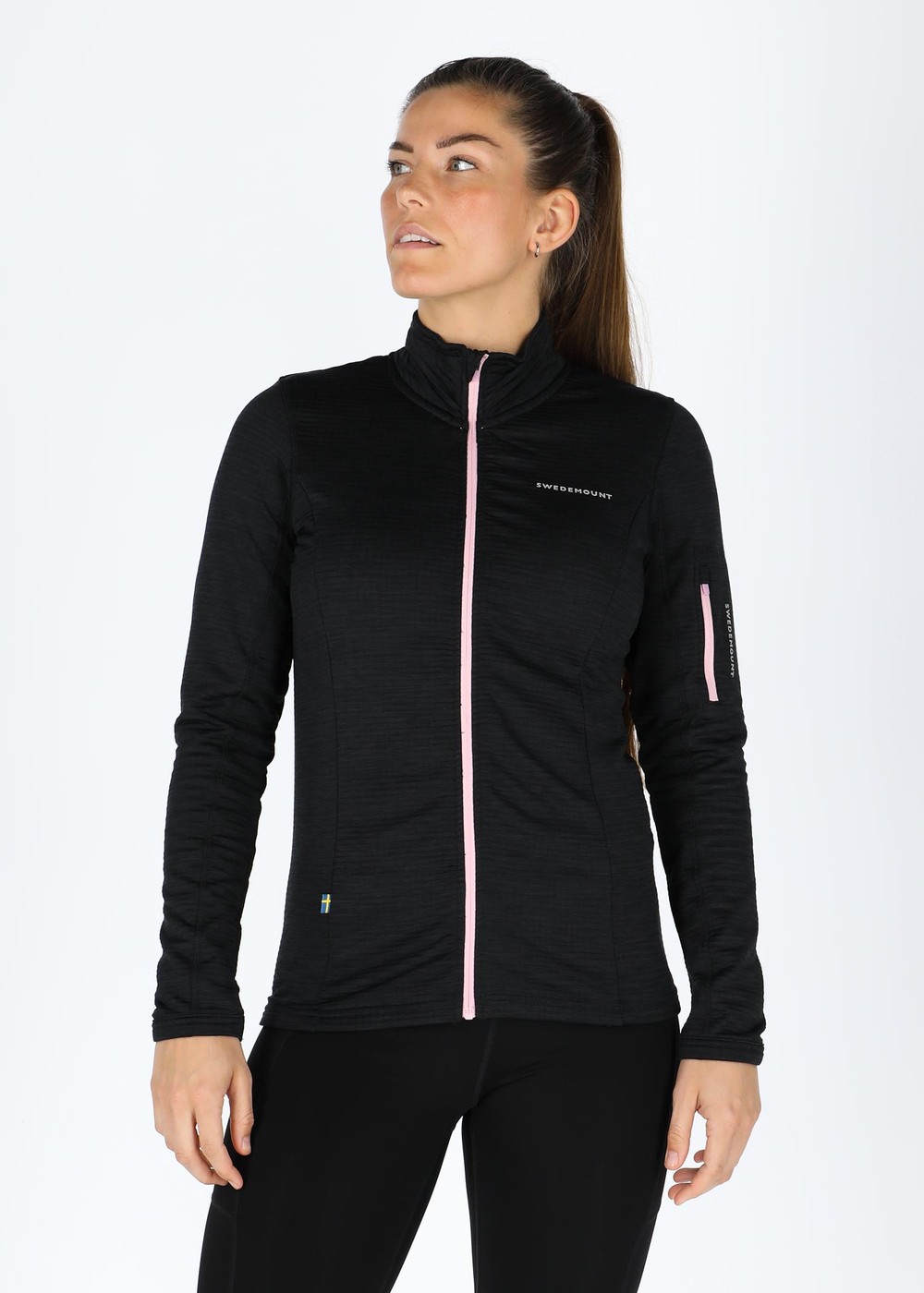 Trail Stretch Fullzip W, Black Melange/Lt Pink, 36, Hoodies | Dam - Kläder - Tröjor - Hoodies | Padelspecialisterna