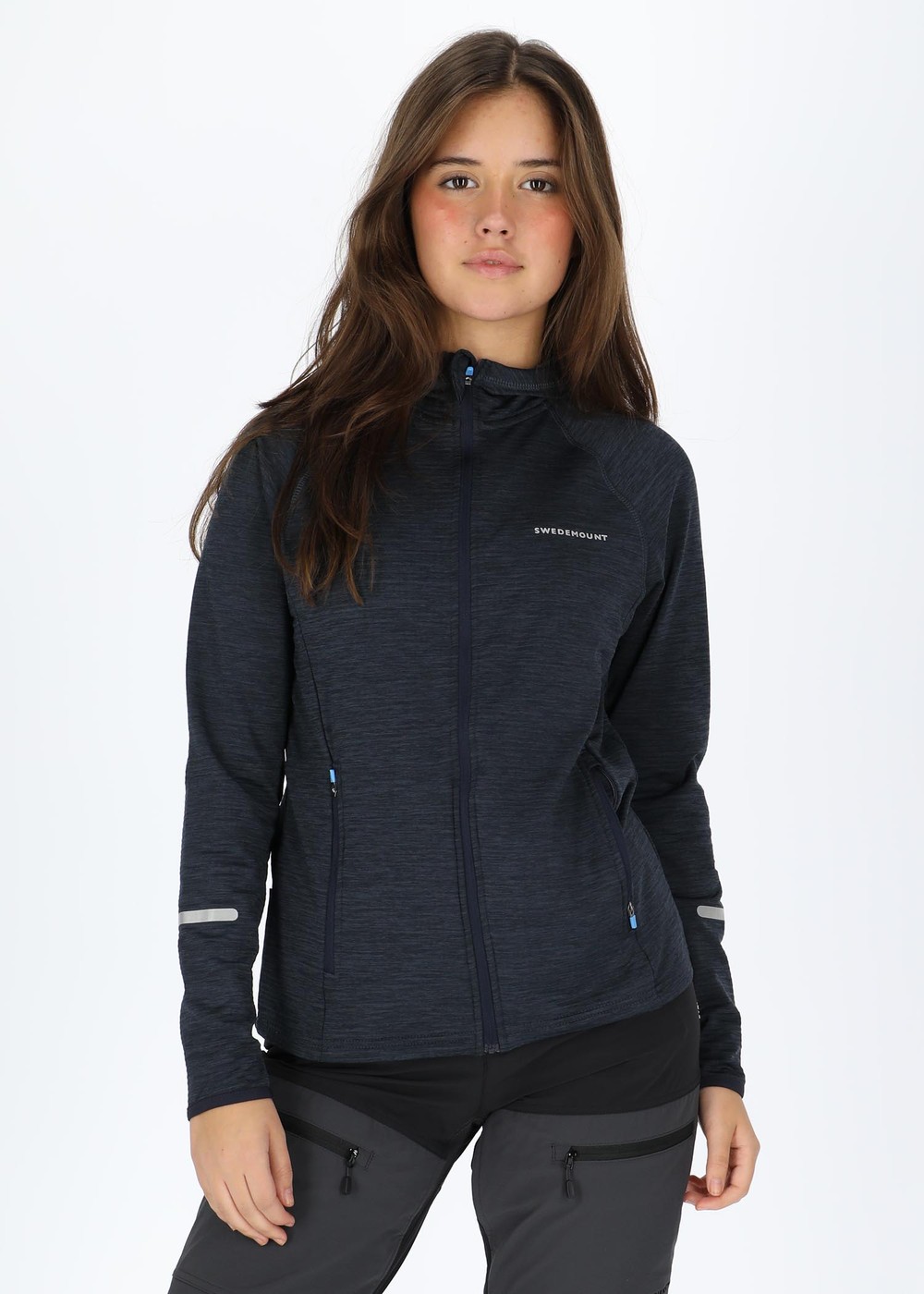 Trail Stretch Hood Jacket W, Dk. Navy Melange/ Navy, 46, Hoodies | Dam - Kläder - Tröjor - Hoodies | Padelspecialisterna