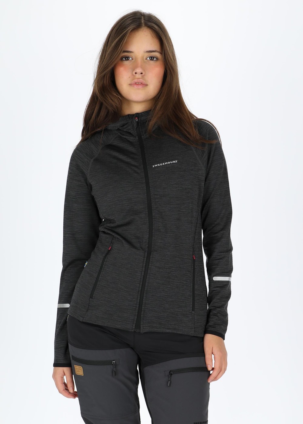 Trail Stretch Hood Jacket W, Charcoal Melange/ Black, 46, Hoodies | Dam - Kläder - Tröjor - Hoodies | Padelspecialisterna