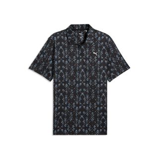 Puma Mens Cloudspun Argyle Bloom Polo - Black/Rose Blossom Puma Mens Cloudspun Argyle Bloom Polo - Black/Rose Blossom
