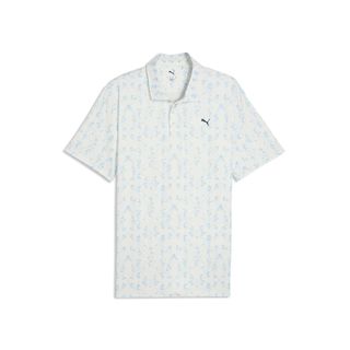 Puma Mens Cloudspun Argyle Bloom Polo - Warm White/Light Blue Puma Mens Cloudspun Argyle Bloom Polo - Warm White/Light Blue
