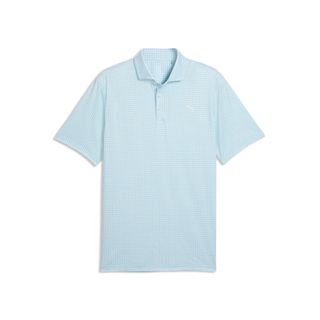 Puma Mens Cloudspun Mono Check Polo - White Glow/Light Blue Puma Mens Cloudspun Mono Check Polo - White Glow/Light Blue