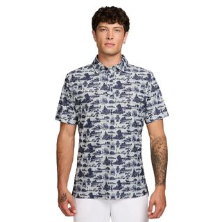 Nike Mens Dri-Fit Tailored Performance Toile Polo Shirt - Photon Dust/Navy Nike Mens Dri-Fit Tailored Performance Toile Polo Shirt - Photon Dust/Navy