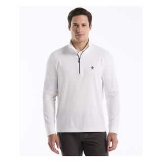 Original Penguin Mes LS Mixed Media 1/4-zip - Bright White Original Penguin Mes LS Mixed Media 1/4-zip - Bright White