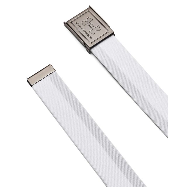Under Armour Mens Stretch Webbing Golf Belt - White/Halo Gray/Silver