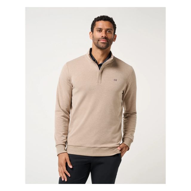 Travis Mathew Mens Cloud Quarter Zip 2.0 - Heather Portabella Brown