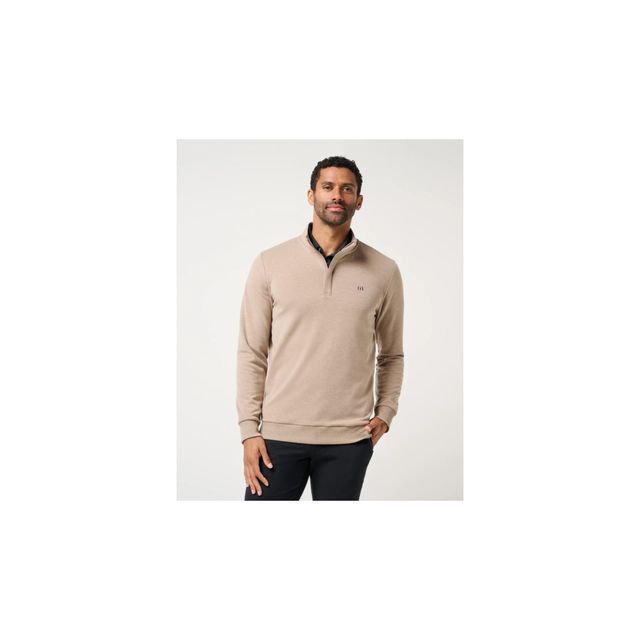 Travis Mathew Mens Cloud Quarter Zip 2.0 - Heather Portabella Brown