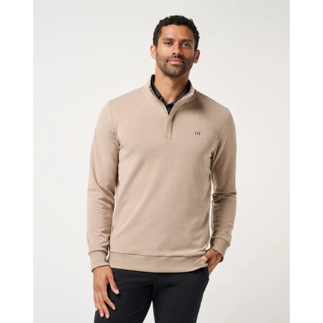 Travis Mathew Mens Cloud Quarter Zip 2.0 - Heather Portabella Brown