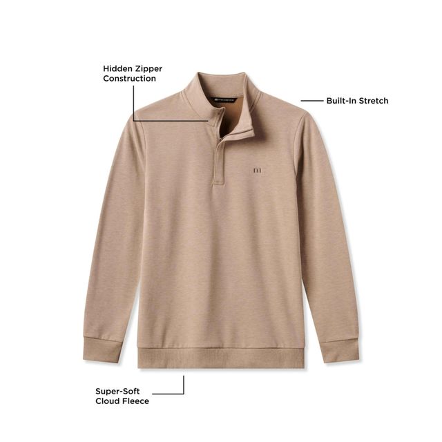 Travis Mathew Mens Cloud Quarter Zip 2.0 - Heather Portabella Brown