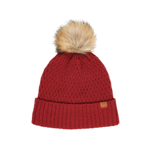 Callaway Womens Pom Pom Beanie - Dark Red