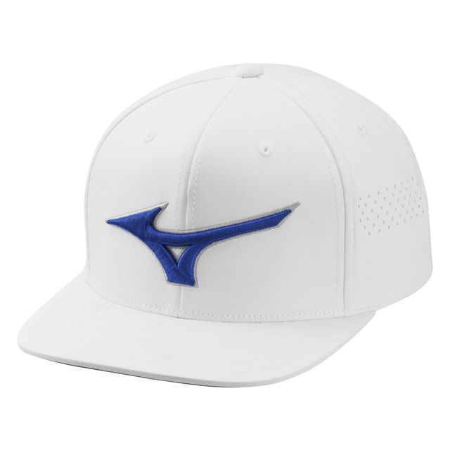 Mizuno Tour Flat Snapback Cap - White/Blue