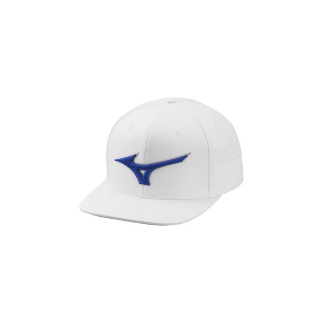 Mizuno Tour Flat Snapback Cap - White/Blue