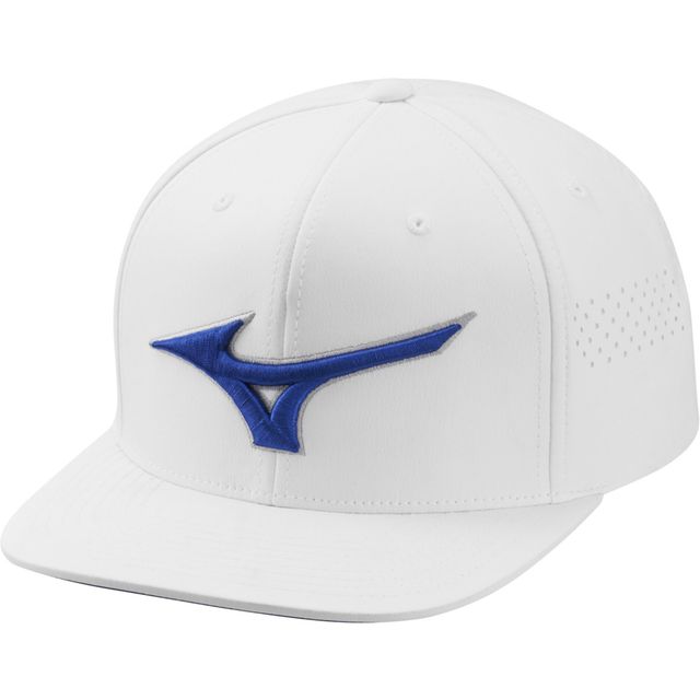Mizuno Tour Flat Snapback Cap - White/Blue