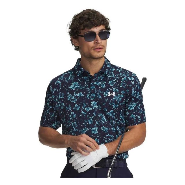 Under Armour Mens Matchplay Printed Polo - Midnight Navy/Blue/White