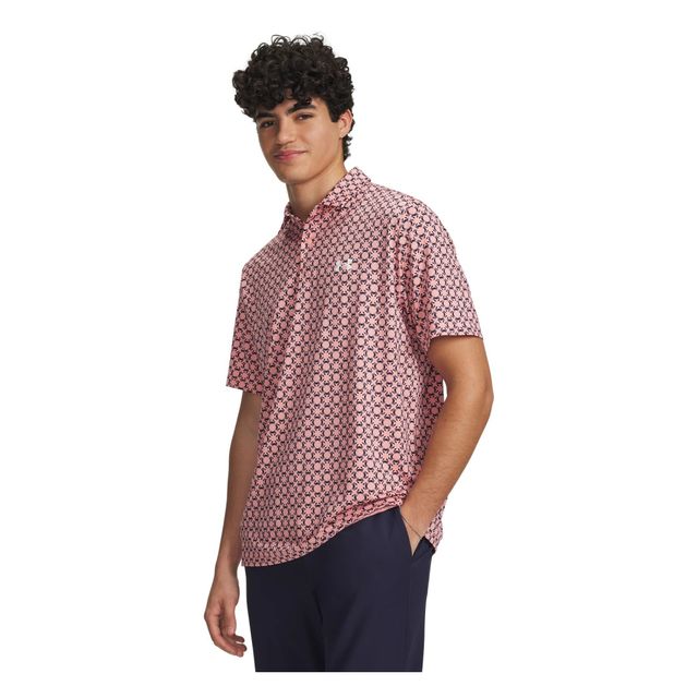 Under Armour Mens Matchplay Printed Polo - Posh Pink