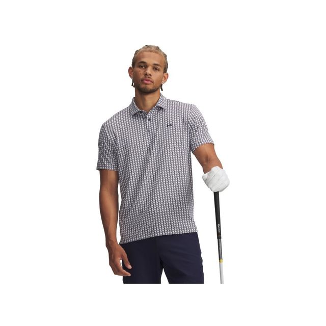 Under Armour Mens T2G Printed Polo - Midnight Navy/White