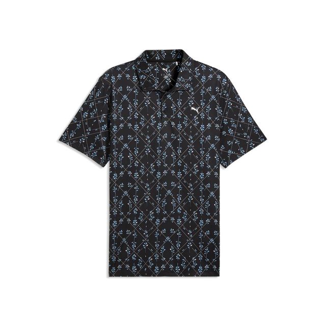 Puma Mens Cloudspun Argyle Bloom Polo - Black/Rose Blossom