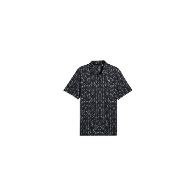 Puma Mens Cloudspun Argyle Bloom Polo - Black/Rose Blossom
