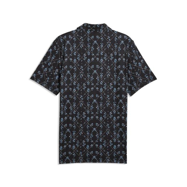 Puma Mens Cloudspun Argyle Bloom Polo - Black/Rose Blossom