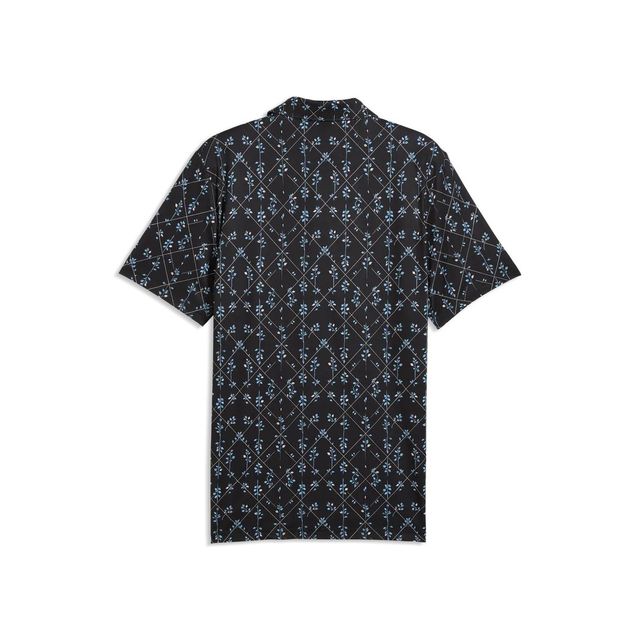Puma Mens Cloudspun Argyle Bloom Polo - Black/Rose Blossom