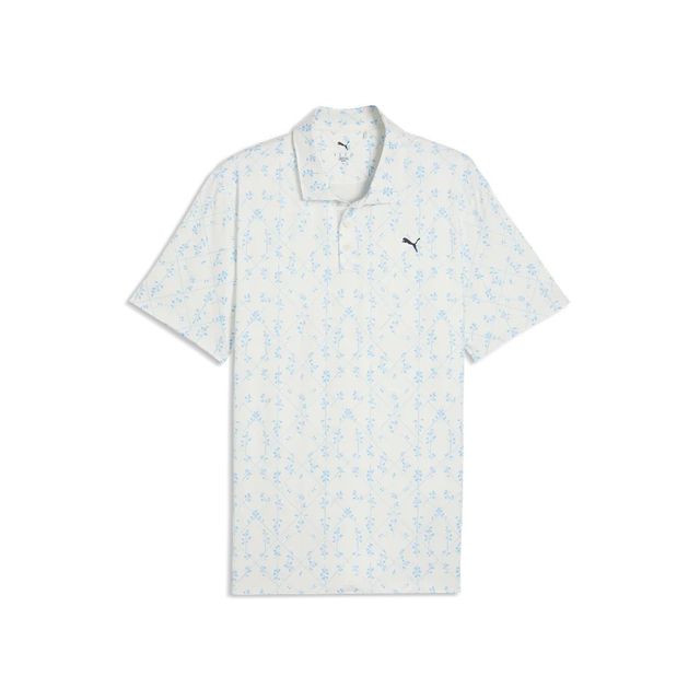 Puma Mens Cloudspun Argyle Bloom Polo - Warm White/Light Blue