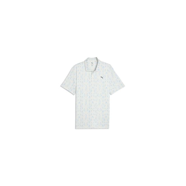 Puma Mens Cloudspun Argyle Bloom Polo - Warm White/Light Blue