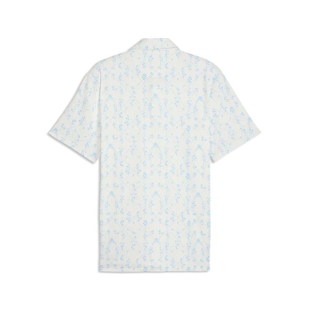 Puma Mens Cloudspun Argyle Bloom Polo - Warm White/Light Blue