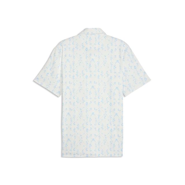 Puma Mens Cloudspun Argyle Bloom Polo - Warm White/Light Blue
