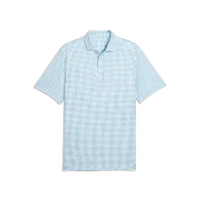 Puma Mens Cloudspun Mono Check Polo - White Glow/Light Blue