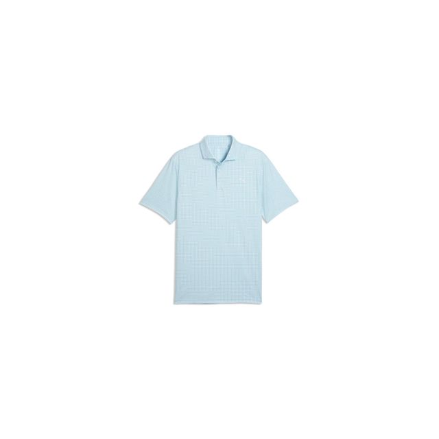 Puma Mens Cloudspun Mono Check Polo - White Glow/Light Blue
