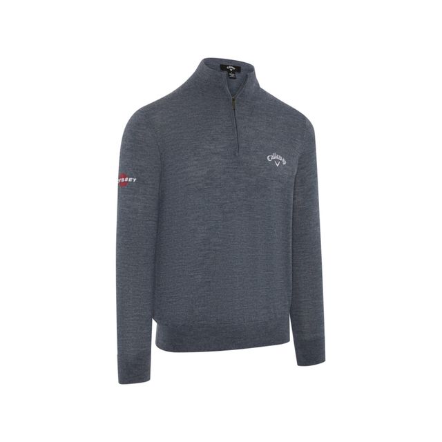 Callaway Mens Blended Merino 1/4-Zip Sweater - Steel Heather