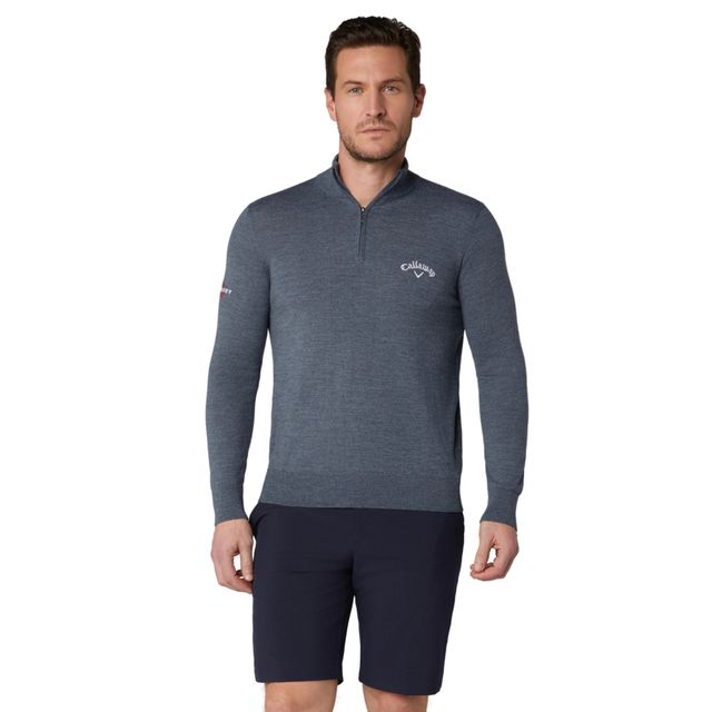 Callaway Mens Blended Merino 1/4-Zip Sweater - Steel Heather