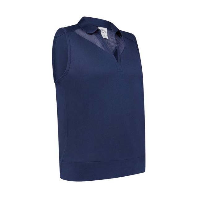 Callaway Womens Waist Length Mesh Detail SL Polo - Peacoat