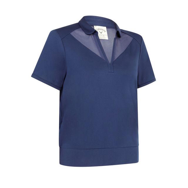 Callaway Womens Waist Length Mesh Detail Polo - Peacoat