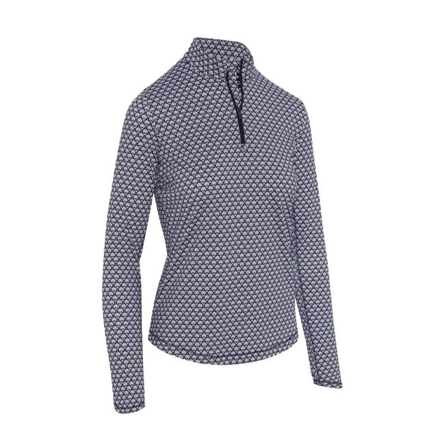 Callaway Womens Scarf Geo Printed 1/4-Zip Pullover - Peacoat