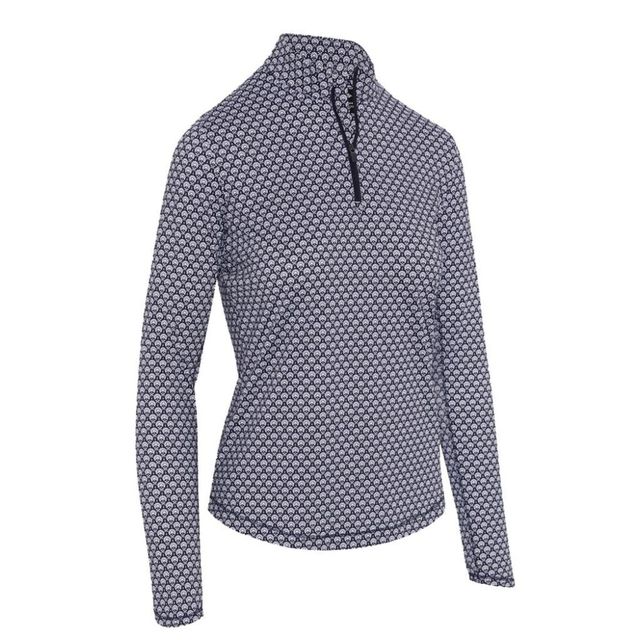 Callaway Womens Scarf Geo Printed 1/4-Zip Pullover - Peacoat