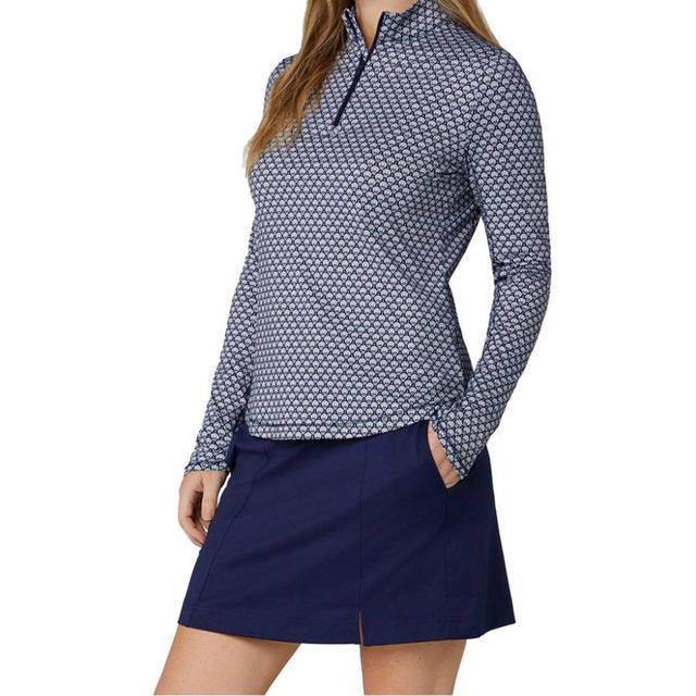 Callaway Womens Scarf Geo Printed 1/4-Zip Pullover - Peacoat