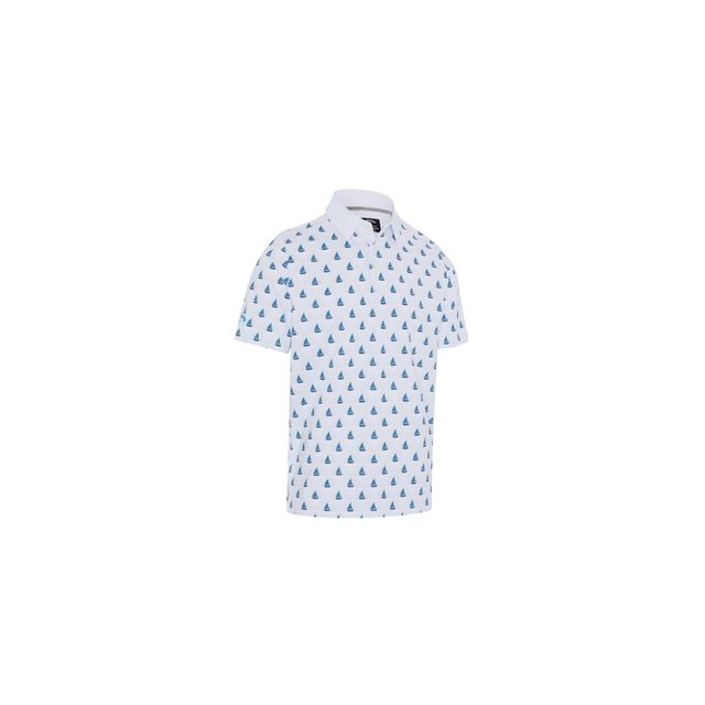 Callaway Mens Sailboat Sunset Geo Print Shirt - Bright White