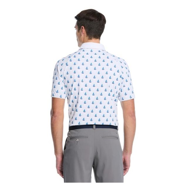 Callaway Mens Sailboat Sunset Geo Print Shirt - Bright White