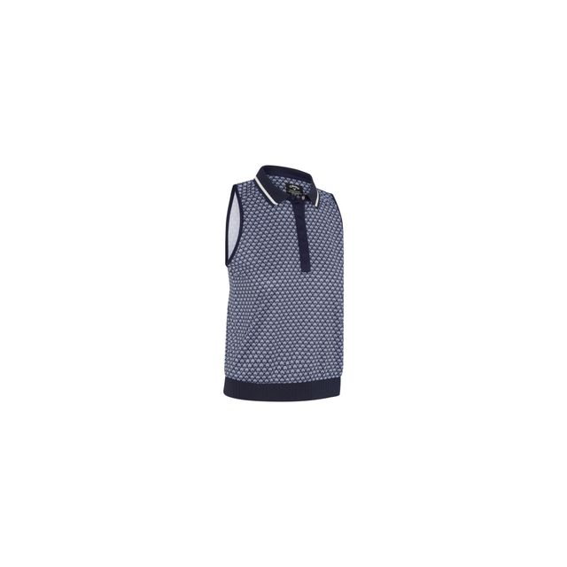 Callaway Womens Scarf Geo Printed Sleeveless Polo - Peacoat